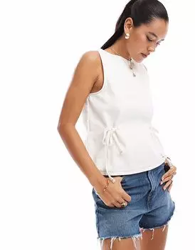 Джинсовая майка ASOS DESIGN с завязками на талии цвета экрю