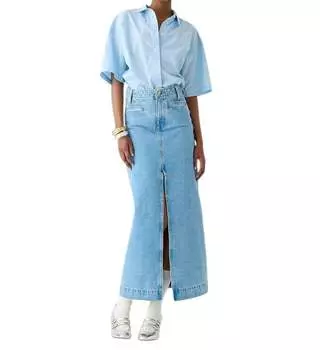 Джинсовая макси-юбка цвета индиго средней интенсивности J.Crew