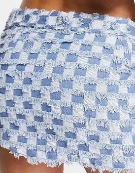 Джинсовая микро-мини-юбка Elsie & Fred в стиле пэчворк с пряжкой-бабочкой