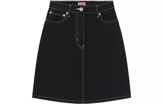 Джинсовая мини-юбка А-силуэта KENZO, черный