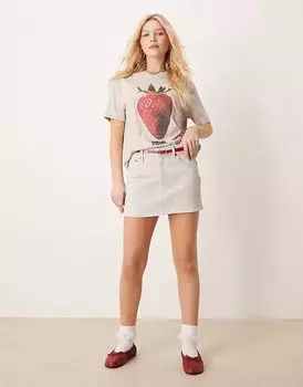 Джинсовая мини-юбка Abercrombie & Fitch светло-серого цвета