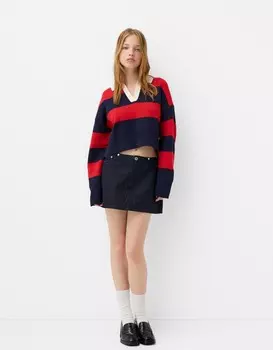 Джинсовая мини-юбка Bershka, синий