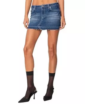 Джинсовая мини-юбка Edikted с контрастной строчкой, синий