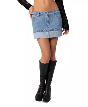 Джинсовая мини-юбка Edikted со складками, синий