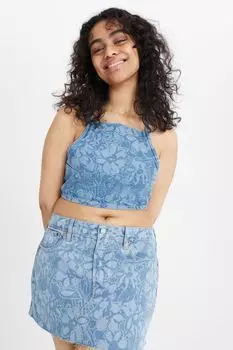 Джинсовая мини-юбка H&amp;M, синий деним/цветы