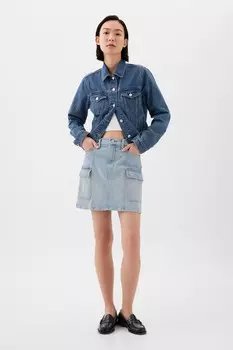 Джинсовая мини-юбка карго Gap, синий