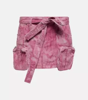 Джинсовая мини-юбка карго с камуфляжным принтом Blumarine, розовый
