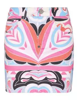Джинсовая мини-юбка Красочный цирк PHILIPP PLEIN, цвет summer snow