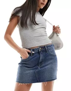 Джинсовая мини-юбка Lee с необработанным краем средней винтажности