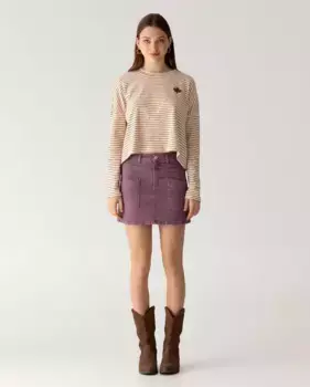 Джинсовая мини-юбка Noon, фиолетовый