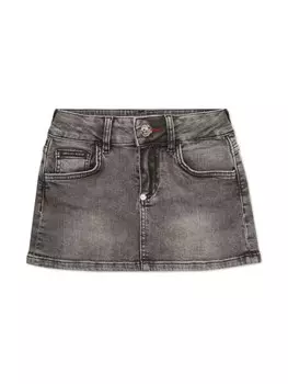 Джинсовая мини-юбка Philipp Plein Junior, серый