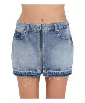 Джинсовая мини юбка с молнией во всю длину Tommy Jeans, синий