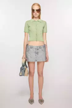 Джинсовая мини-юбка с монограммой Acne Studios, голубовато-бежевый