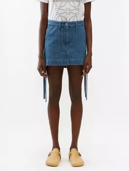 Джинсовая мини-юбка с нашивкой-логотипом LOEWE, синий