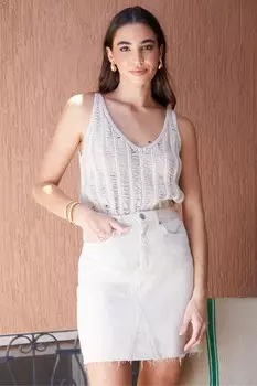 Джинсовая мини-юбка с необработанным подолом Threadbare, белый