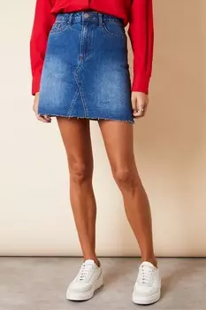 Джинсовая мини-юбка с необработанным подолом Threadbare, синий