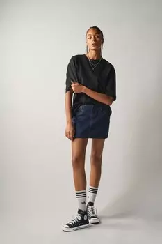 Джинсовая мини-юбка с очень заниженной талией Own, синий