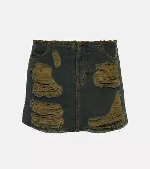 Джинсовая мини-юбка с потертостями Acne Studios, синий