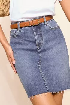 Джинсовая мини-юбка с потрепанным подолом Friends Like These, синий