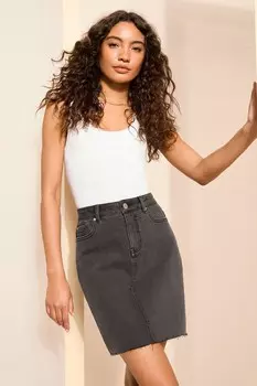 Джинсовая мини-юбка с потрепанным подолом Friends Like These, черный