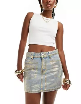 Джинсовая мини-юбка с воланами ASOS Design