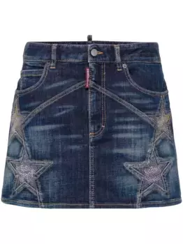 Джинсовая мини-юбка с заклепками DSQUARED2, синий