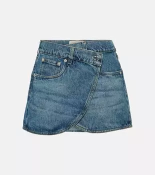 Джинсовая мини-юбка с запахом Coperni, синий