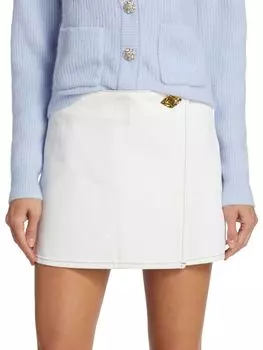 Джинсовая мини-юбка с запахом Ganni, цвет Bright White