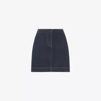 Джинсовая мини-юбка с завышенной талией и контрастной строчкой Whistles, синий