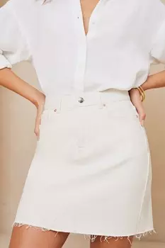 Джинсовая мини-юбка с завышенной талией Lipsy, белый