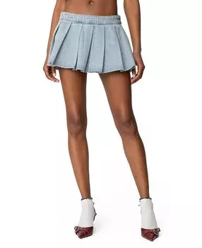 Джинсовая мини-юбка со складками Elyssa Edikted, синий