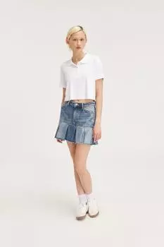 Джинсовая мини-юбка со складками Monki, синий