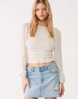 Джинсовая мини-юбка Stradivarius из синего денима