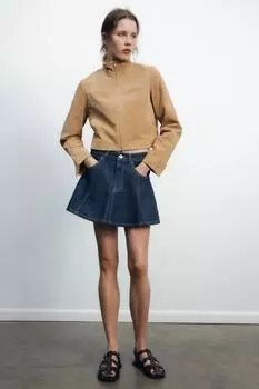 Джинсовая мини-юбка trf ZARA, цвет Dark indigo