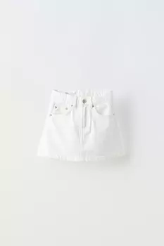 Джинсовая мини-юбка ZARA, белый