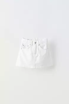 Джинсовая мини-юбка ZARA, белый