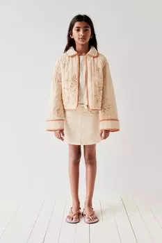 Джинсовая мини-юбка ZARA, цвет tangerine