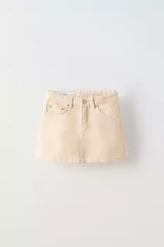 Джинсовая мини-юбка ZARA, оранжевый