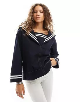 Джинсовая морская куртка оверсайз Urban Revivo синего индиго