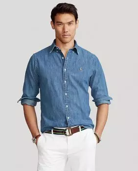 Джинсовая мужская рубашка обычного кроя Polo Ralph Lauren, индиго