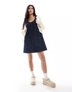 Джинсовая накладной карман платье-пинни Miss Selfridge