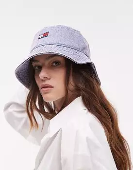 Джинсовая панама с логотипом-флажком Tommy Jeans сиреневого цвета