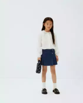 Джинсовая плиссированная юбка для девочки с двумя боковыми пуговицами Kids El Corte Ingls, синий