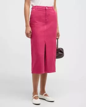Джинсовая прямая юбка миди Emporio Armani, цвет Raspberry