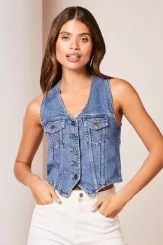 Джинсовая пуговица через жилет Lipsy, синий