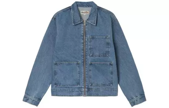 Джинсовая рабочая куртка на молнии Stussy, черный