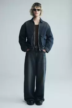 Джинсовая рабочая куртка свободного кроя H&M, синий