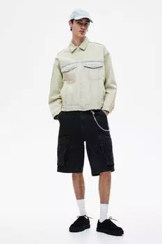 Джинсовая рабочая куртка свободного кроя H&M, голубой