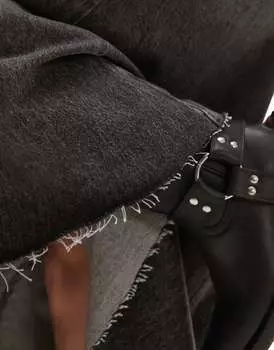 Джинсовая рифленая макси-юбка Topshop грязно-серого цвета