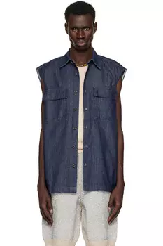 Джинсовая рубашка без рукавов Dries Van Noten, индиго